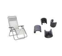 Lafuma RT 2 Chaise, Batyline, Seigle II, 83 x 56 x 94 cm & Kit de 4 Patins pour Fauteuil Relax et Chaise Longue, Diamètre: 20 mm, Couleur: Anthracite, LFM2843-1229