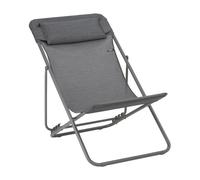 Transat Jardin Pliable - Chilienne Multi-positions Avec Têtière - Maxi Transat + - Batyline® Duo - Gris Obsidian - Lafuma Mobilier