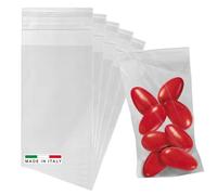 Lage Lot de 100 sachets transparents 6 x 10 cm pour dragées avec fermeture adhésive - Petits sachets en plastique pour aliments, dragées et cérémonie avec rabat adhésif