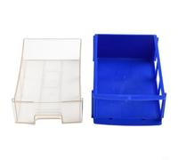 Lagomloot Boîte de rangement empilable en plastique pour pièces de quincaillerie, vis, organisateur de vis, tiroir transparent, boîte à outils d'atelier, bleu, 176 x 110 x 55 mm (grande taille)