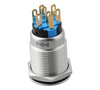 Lagomloot Interrupteur à bouton-poussoir rotatif momentané de 19 mm, 3 positions 2NO2NC 3-6 V, indicateur LED, en acier inoxydable IP66 IK09 pour CNC Marine