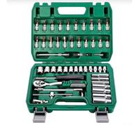 Lagomloot Jeu de 53 douilles 1/4" avec liquet réversible - Outils à main professionnels pour bricolage - Acier au chrome vanadium antirouille avec étui de transport