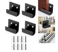 Lagomloot Lot de 4 crochets plats en acier inoxydable, supports d'affichage robustes pour tableau d'affichage, cadre photo, miroir, support mural noir avec vis