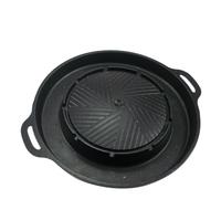 Lagomloot Plaque de barbecue de camping pour cuisinière à gaz portable, 34 cm, fixation barbecue en aluminium avec revêtement anti-adhésif et plateau de graisse, accessoire de cuisine d'extérieur