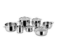 Lagostina Euforia Batterie de Cuisine pour Induction, Gaz et Four en Acier Inoxydable 18/10, 11 Pièces, Fond Lagoseal Plus, Batterie de Cuisine avec 5 Marmites, Casserole, Pot à Lait, 4 Couvercles