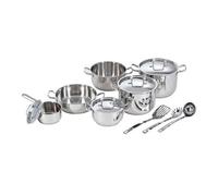 Lagostina Sfiziosa Batterie de Cuisine en Acier Inox 18/10, Casseroles Induction, Gaz et Four, 13 Pièces, Fond Lagoseal Plus, Set avec 3 Faitouts, 2 Marmites, 1 Casserole, 4 Couvercles et 3 Ustensiles