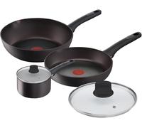 Lagostina Cuisine Eco Set de casseroles et poêles antiadhésives en aluminium, 5 pièces, une poêle 24 cm avec couvercle, une casserole manche longue 18 cm avec couvercle et un Wok 28 cm, également à