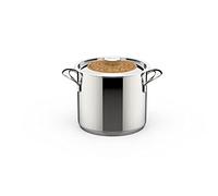 Lagostina Emozione Pastaiola + Couvercle avec Insert en Bois de Cerisier Ø 20 cm, Marmite Induction et Gaz en Acier Inoxydable 18/10 et Bois, Fond Lagotherm Triple Couche et Larges Poignées Soudées