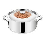 Lagostina Emozione Risottiera + Couvercle avec Insert en Bois de Cerisier Ø 24 cm, Faitout Induction et Gaz en Acier Inoxydable 18/10 et Bois, Fond Lagotherm Triple Couche et Larges Poignées Soudées