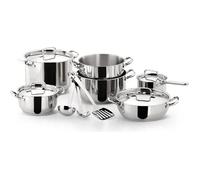Lagostina Sfiziosa Batterie de Cuisine en Acier Inox 18/10, Casseroles Induction, Gaz et Four, 13 Pièces, Fond Lagoseal Plus, Set avec 3 Faitouts, 2 Marmites, 1 Casserole, 4 Couvercles et 3 Ustensiles