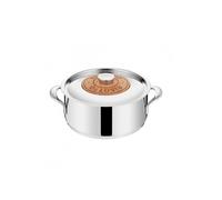 Lagostina Emozione Risottiera + Couvercle avec Insert en Bois de Cerisier Ø 24 cm, Faitout Induction et Gaz en Acier Inoxydable 18/10 et Bois, Fond Lagotherm Triple Couche et Larges Poignées Soudées