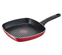 Lagostina Grill antiadhésif en aluminium 26 x 26 cm, induction, gaz et four, avec indicateur de cuisson thermo-Signal, revêtement Titanium Easy, poignée ergonomique en Bakelite