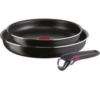 Lagostina Ingenio Essential Plus Set de casseroles et poêles antiadhésives en Aluminium pour gaz et Four, 3 pièces, poêles Ø 24 et 28 cm et poignée Amovible