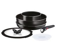 Lagostina Ingenio Essential + Set de casseroles et poêles antiadhésives en Aluminium pour gaz et Four, 6 pièces, Batterie avec Casserole Fondue, poêle, poêle, Wok, 2 couvercles, poignée Amovible