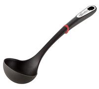 Lagostina Ingenio Smart Louche en silicone avec revêtement anti-rayures, poignée ergonomique à la main en plastique, lavable au lave-vaisselle, noir et rouge