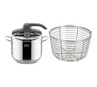 Lagostina Irradial Control Lagoeasy'UP Autocuiseur 7 L en Acier Inoxydable 18/10 Ø 22 cm, Casserole Induction et à Gaz & Panier vapeur pour Autocuiseur Acier Inoxydable Inox 19 x 19 x 12 cm 7 L