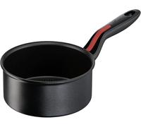 Lagostina Linea Rossa Casserole Fonda à manche long, aluminium, noir, Ø 16 cm, casserole à induction, gaz et four jusqu'à 175 °C, bord à verser, poignées en silicone antidérapantes