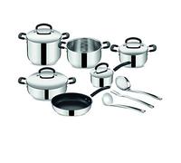 Lagostina Pratica Batterie de Cuisine en Acier Inoxydable 18/10 pour Induction, Gaz et Four, 13 Pièces, avec 4 Marmites, Casserole, Poêle Antiadhésive, Louche, Écumoir, Pince à Spaghetti, 4 Couvercles