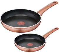 Lagostina Ramata Set de deux poêles en aluminium haut de gamme - 24 et 28 cm - Toutes sources de chaleur sauf induction - Thermosignal