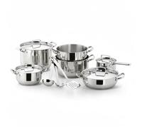 Lagostina Sfiziosa Batterie de Cuisine en Acier Inox 18/10, Casseroles Induction, Gaz et Four, 13 Pièces, Fond Lagoseal Plus, Set avec 3 Faitouts, 2 Marmites, 1 Casserole, 4 Couvercles et 3 Ustensiles