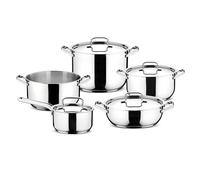 Lagostina Sfiziosa Lot de 9 casseroles avec fond Lagoseal Plus pour tous les étages de cuisson, revêtement en acier inoxydable pour chauffage rapide et cuisson uniforme, design élégant de longue durée