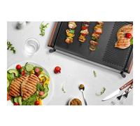 Lagrange Plancha gril électrique Equilibre 229011 2000 W 43x28 cm bac à jus amovible bois foncé