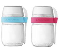 LAGRANGE, Lot de 2 pots yaourt compartimentés, Petite cuillère incluse, Fabrication française, Compatibles lave vaisselle, 440403