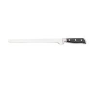 LAGUIOLE Cuisson Couteau à Saumon/Jambon Noir 38,5cm Lame Alvéolée 25cm Acier Inoxydable 420J2 Poignée Ergonomique ABS