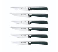 Laguiole Cuisson Scintibois Set de 6 Couteaux à Steak - Lames Acier 3CR13 | 6 couteaux 22,3 cm, lames acier 3CR13 de 11 cm, dureté 53±2 HRC, manches ABS noirs, finition miroir