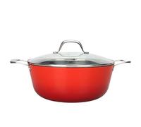 LAGUIOLE, Faitout en Fonte 28x12cm Rouge - Rétention de Chaleur Optimale, Légèreté, Antiadhésif, Entretien Facile, Compatible Tous Feux, Cuisson Saine et Efficace, 6 L, Rouge