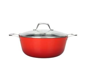 LAGUIOLE, Faitout en Fonte 28x12cm Rouge - Rétention de Chaleur Optimale, Légèreté, Antiadhésif, Entretien Facile, Compatible Tous Feux, Cuisson Saine et Efficace, 6 L, Rouge