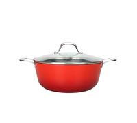 LAGUIOLE, Faitout en Fonte Légère 4,0L, Rétention de Chaleur Optimale, Antiadhésif, Entretien Facile, Tous Feux, Induction, 100% Fonte, Design Élégant - 24x10,5cm, 4 L, Rouge