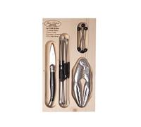 Laguiole Jean Dubost 97916 Coffret Set Fruits de Mer Couteau Huître 6 Curettes Homards 6 Pics 1 Pince Crabe, Acier Inoxydable