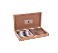 LAGUIOLE - Laguiole 40268472 Coffret de 6 Couteaux à Steak (23 cm) avec Lame en Acier Inoxydable et Manche en Bois de Pakka Marron