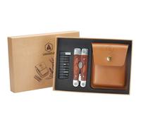 LAGUIOLE - Laguiole 40268486 Pince Multifonctions (8 Fonctions) en Acier Inoxydable avec Manche en Bois de Pakka et Etui en Cuir Marron