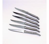 Laguiole Production 20100001 Coffret 6 Couteaux Steak Laguiole de table Manche Métal Inox, Argent