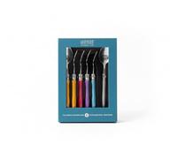Laguiole Production - Coffret 6 cuillères à café multicolores - Couverts de table en acier inoxydable - Set de petites cuillères couleurs panachées en ABS - Présentation coffret cadeau
