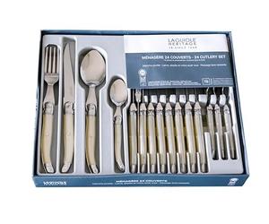Laguiole Production Ménagère 24 pièces pour 6 personnes Ivoire nacré