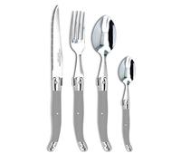 Laguiole Production - Ménagère 24 pièces - Set de Couverts de Table Acier INOX et ABS pour 6 Personnes - Présentation Coffret Cadeau - Couleur Noir nacré