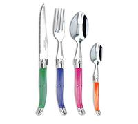 Laguiole Production - Ménagère 24 pièces - Set de Couverts de Table Acier INOX et ABS pour 6 Personnes - Solidité Extrême - Compatible Lave-Vaisselle - Manche Ergonomique - Transparent