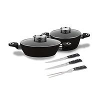 Laguiole - Set 4 Pièces antiadhésif 'Black Ston®' induction + 2 couteaux forgés a steak + 1 fourchette forgé