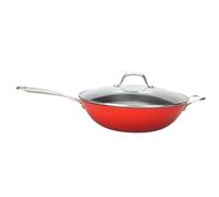 LAGUIOLE, Wok en Fonte 32x9cm Rouge - Rétention de Chaleur Optimale, Légèreté, Antiadhésif Durable, Conception Élégante, Tous Feux, Induction, 100% Fonte, Idéal pour Cuisine Saine, 5 L, Rouge