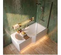 Laguna - 160x80 cm Beata Plus baignoire bain douche asymétrique en acrylique positionnement droite, sans pieds, blanc (BE1600PPLUS)