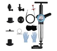 LAGx 7 en 1 DRAINx Pro Kit Débouchage Canalisation avec Furet Métallique, 3 Têtes + Manomètre - Outil pour WC, Évier, Douche et Baignoire - Inclus Gants et Accessoires