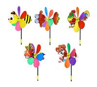 Lahdrhab 5 PièCes SéRies Moulins à Vent Coloré Vent Spinner 3D Animal Moulinet Ornement de Jardin pour Cour ExtéRieure Pelouse Patio DéCor et FêTe