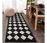 Lahome Tapis de Couloir marocain à Motif Treillis - 61 x 153 cm - Tapis de Couloir Lavable pour Salle de Bain, buanderie, Tapis d'intérieur Moderne, Doux, antidérapant pour Table de Chevet, Cuisine,