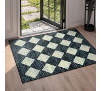 Lahome Tapis marocain à Motif Treillis - Petit Tapis d'entrée à Carreaux Noirs, antidérapant et Moderne, résistant aux Taches - Tapis Doux pour Porte d'entrée, Salle de Bain, évier, Chambre à Coucher