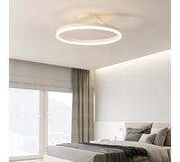LAI HO Plafonnier LED Moderne, Lustre De Restaurant À Intensité Variable, Design Nordique Simple Cercle Blanc/Noir Plafonnier pour Salon Chambre Cuisine,Blanc,D: 60cm