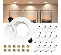 Laiebri 12 x Spot Encastrable GU10 Set, 45° Orientable Cadre Spot LED Encastrable avec Douille GU10, Anti-Éblouissement avec Cache Avant Amovible, Blanc Cadre de Spots de Plafond Trou 72-82mm