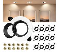 Laiebri 12 x Spot Encastrable GU10 Set, 45° Orientable Cadre Spot LED Encastrable avec Douille GU10, Anti-Éblouissement avec Cache Avant Amovible, Blanc-Noir Cadre de Spots de Plafond Trou 72-82mm